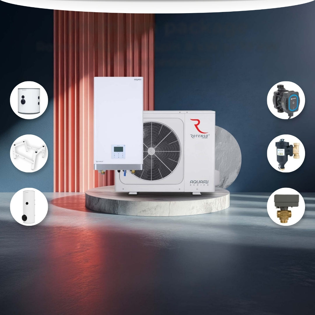 Luft-vattenvärmepump 12kW Mellan-Villa Paket Pannrum