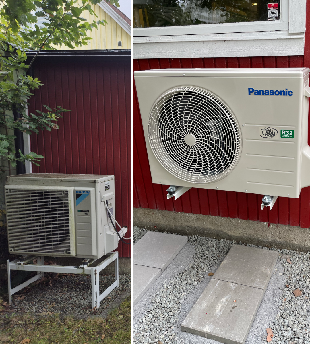 Panasonic varmepump installerad på vägg