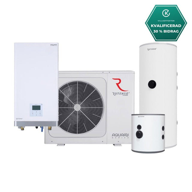 Luft-vattenvärmepump 8/10 kW Lilla-Villa Paket Pannrum luft-vattenvärmepump- KlimaTime