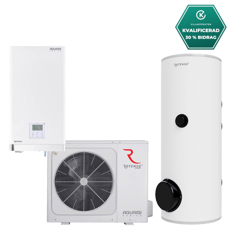 Luft-vattenvärmepump 8/10 kW Lilla-Villa Paket Pannrum luft-vattenvärmepump- KlimaTime