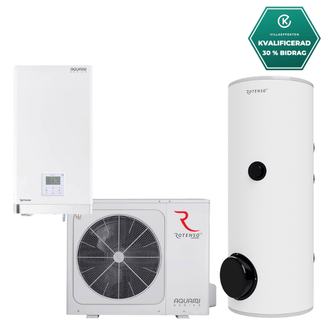 Luft-vattenvärmepump 8/10 kW Lilla-Villa Paket Pannrum luft-vattenvärmepump- KlimaTime