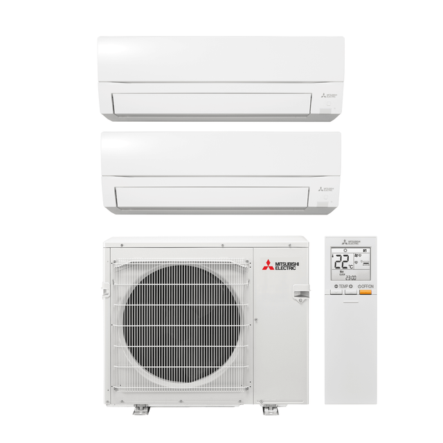 Mitsubishi Electric MXZ Ninja 25 Hyper Heating 7.0kW luftvärmepump med 2 innedelar Luftvärmepump- KlimaTime