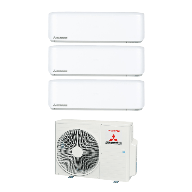 Mitsubishi Netsu Multi Trippel 7.8kW luftvärmepump med 3 innedelar Luftvärmepump - KlimaTime