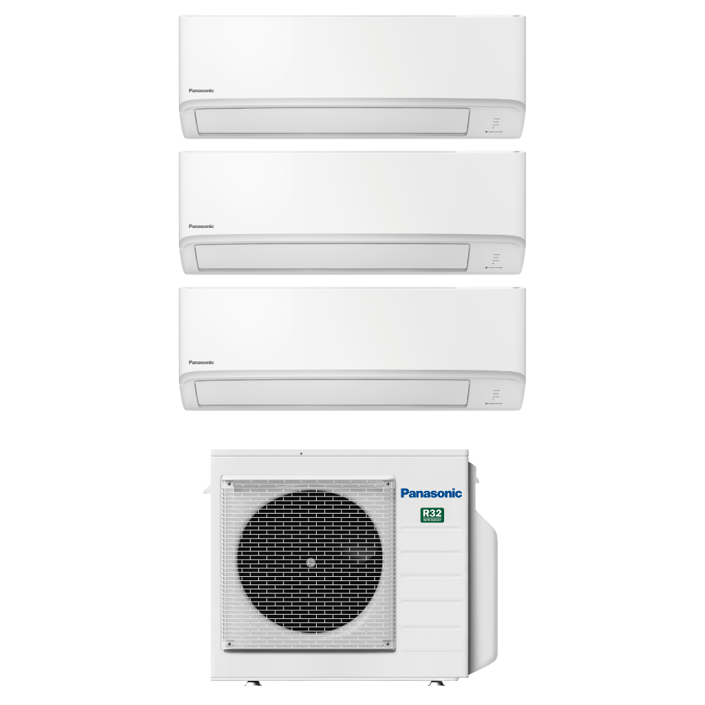 Panasonic TZ inverter 8.3kW luftvärmepump med 3 innedelar Luftvärmepump - KlimaTime.se