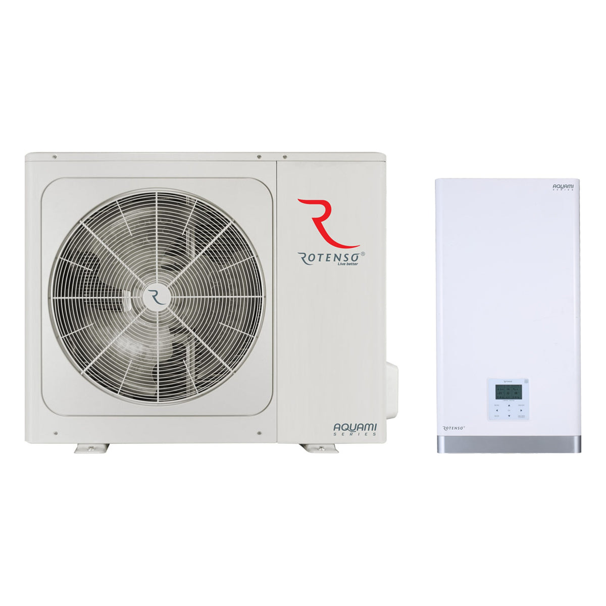 Rotenso Aquami Nordic Master Split 9 kW luft-vattenvärmepump utedel och hydraulmodul - KlimaTime